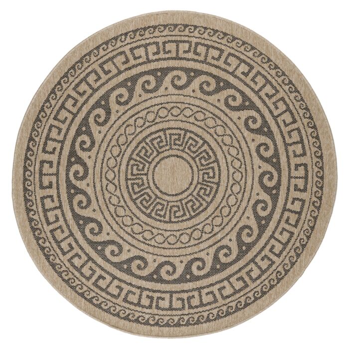 Comilla Rishi tapis extérieur/intérieur rond Ø 120cm jute noir