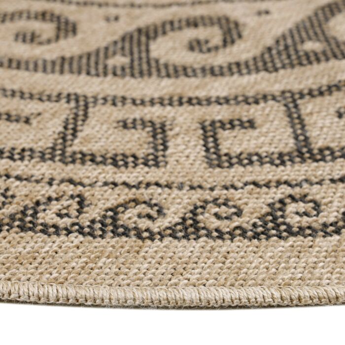 Comilla Rishi tapis extérieur/intérieur rond Ø 120cm jute noir