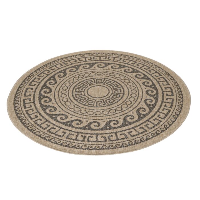 Comilla Rishi tapis extérieur/intérieur rond Ø 120cm jute noir