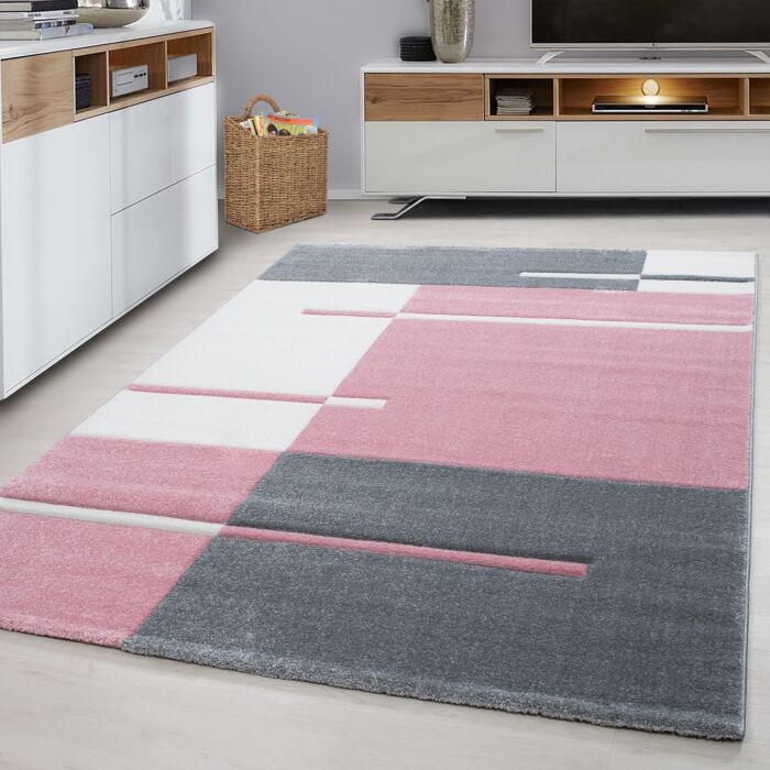 Hawaii Bande tapis poils ras rectangle 200x290cm roses
