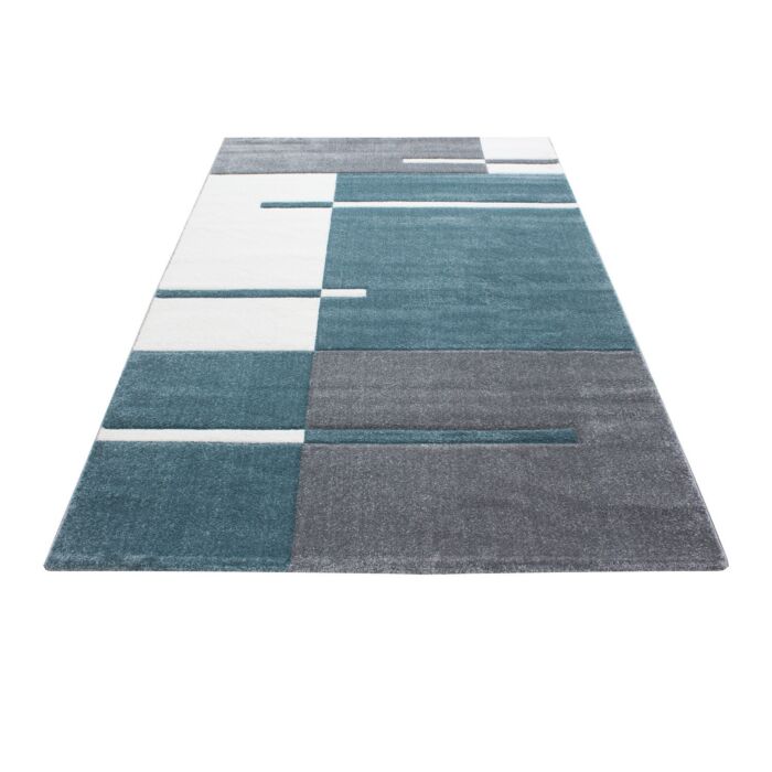 Hawaii Bande tapis poils ras rectangle 120x170cm bleu