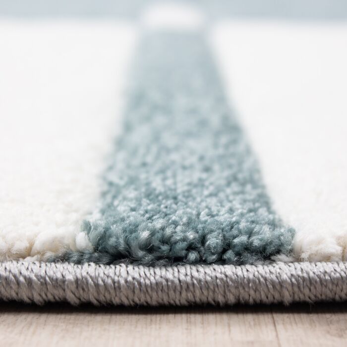 Hawaii Bande tapis poils ras rectangle 120x170cm bleu