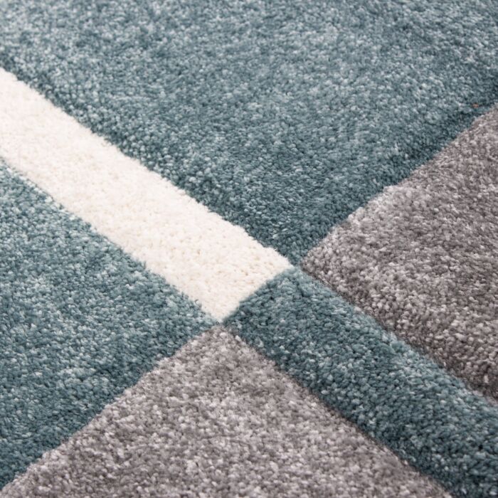 Hawaii Bande tapis poils ras rectangle 120x170cm bleu