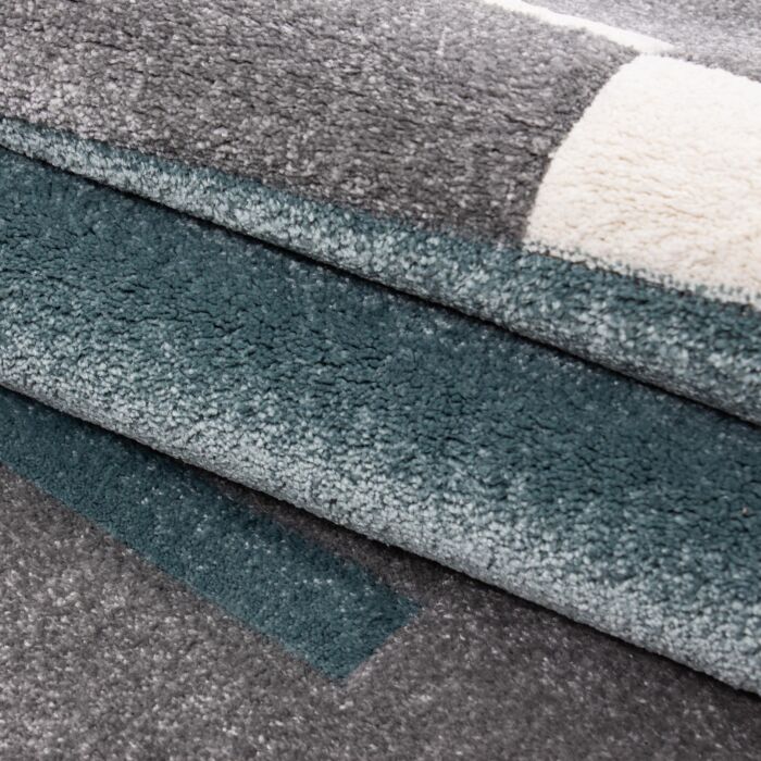 Hawaii Bande tapis poils ras rectangle 120x170cm bleu