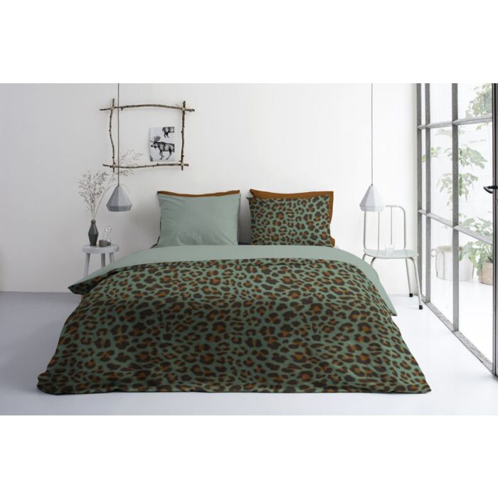 Lazy Leopard dekbedovertrek 200x220cm groen