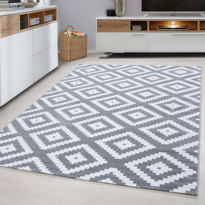 Plus Rhombus tapis poils ras rectangle 80x150cm gris
