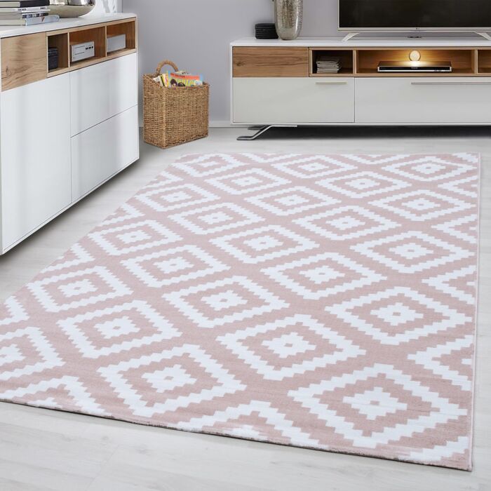 Plus Rhombus tapis poils ras rectangle 80x150cm roses
