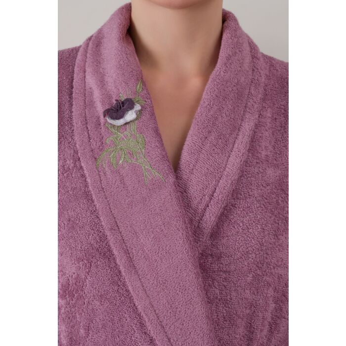 3D famille bambou ensemble de peignoir de bain brodé s/m & m/l violet prune/gris