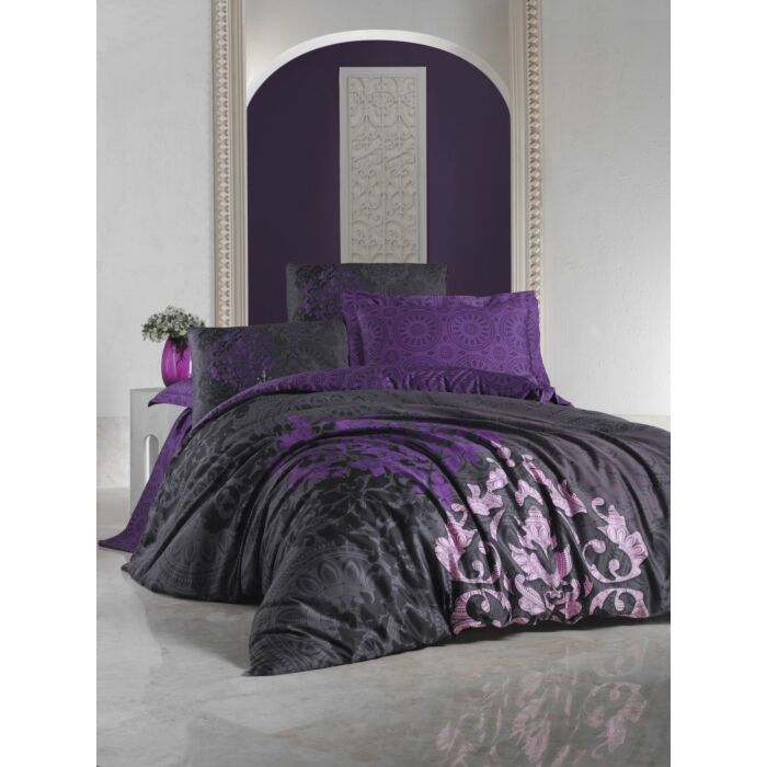 Saten Line housse de couette 200x220cm satin kosem sultan prune