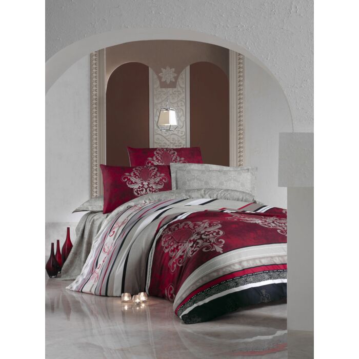 Saten Line housse de couette 200x220cm satin azra bordeaux