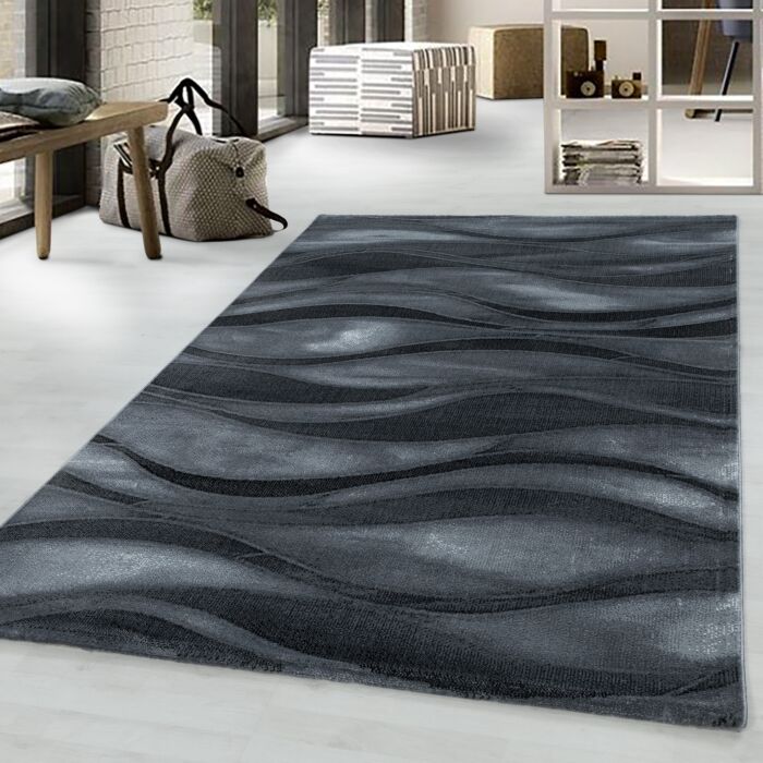Costa Dalgy tapis poils ras rectangle 120x170cm noir