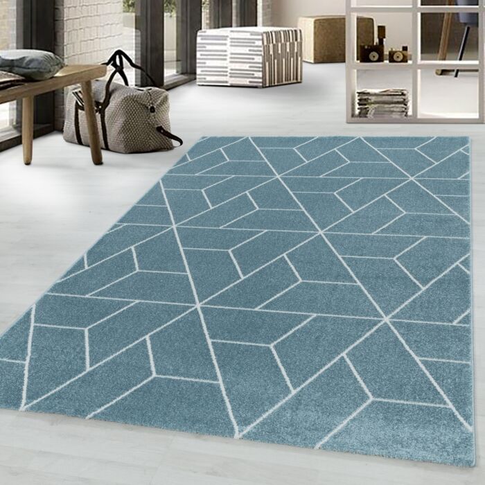 Efor Korz tapis poils ras rectangle 80x150cm bleu
