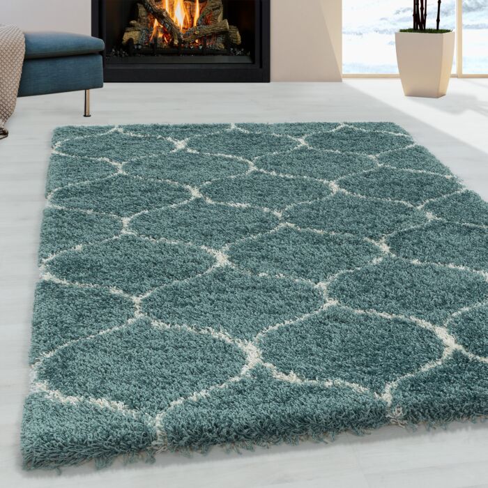 Salsa Shaggy tapis poils longs rectangle 60x110cm bleu
