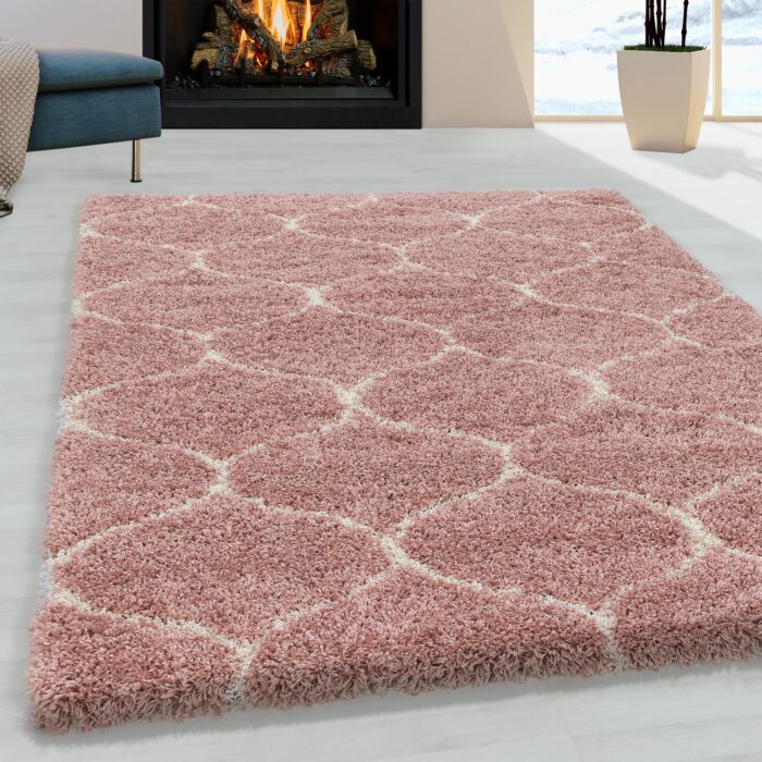 Salsa Shaggy tapis poils longs rectangle 60x110cm rose