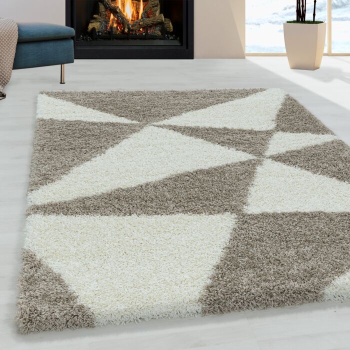 Tango Shaggy tapis poils longs rectangle 160x230cm beige