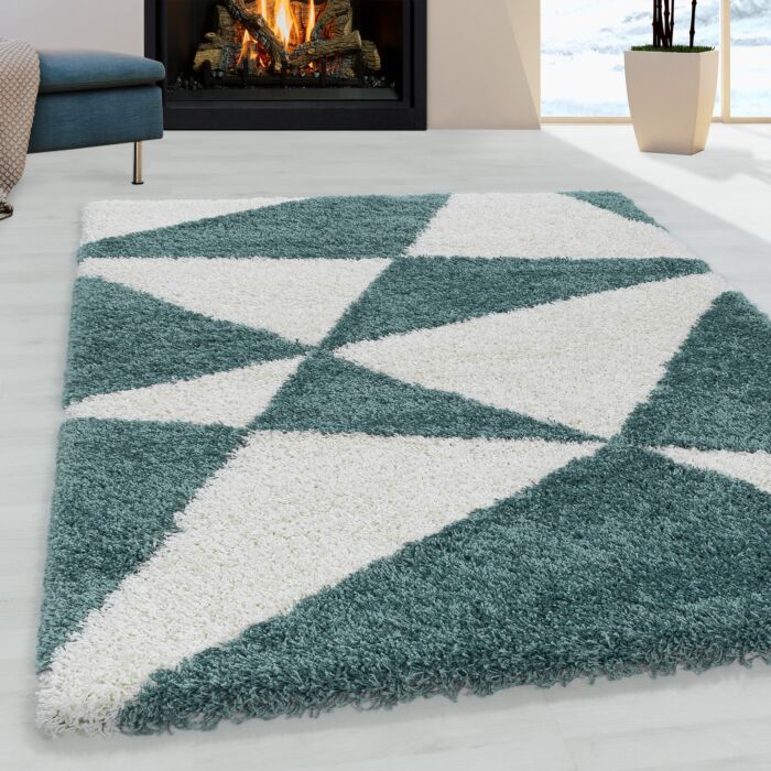 Tango Shaggy tapis poils longs rectangle 160x230cm bleu