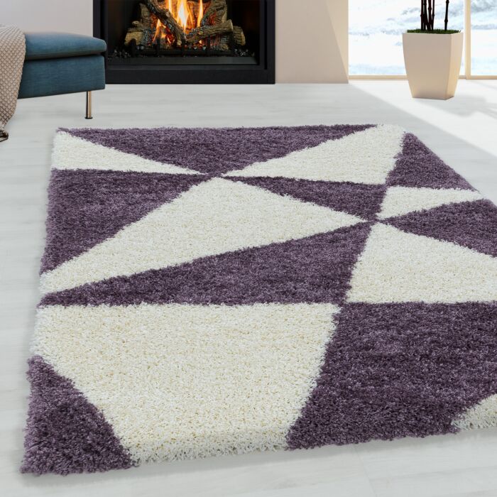 Tango Shaggy tapis poils longs rectangle 60x110cm lilas