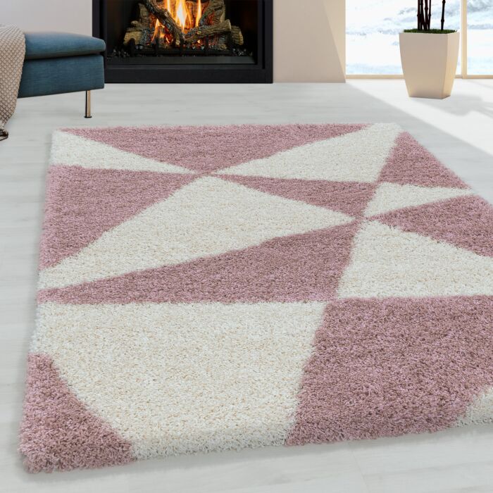 Tango Shaggy tapis poils longs rectangle 60x110cm rose