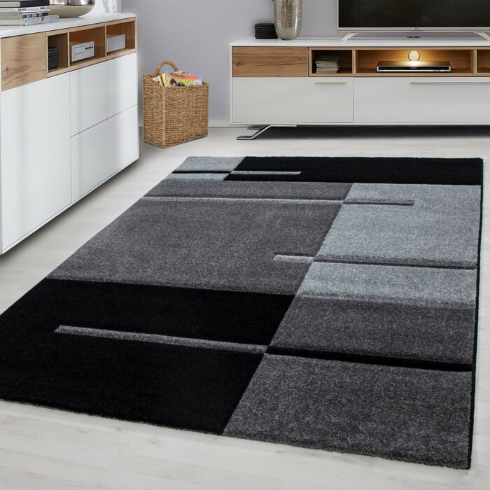 Hawaii Bande tapis poils ras rectangle 160x230cm gris