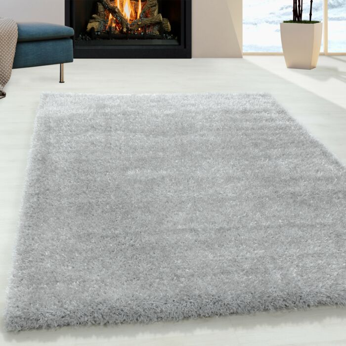 Brilliant Shaggy tapis poils longs rectangle 80x150cm argent