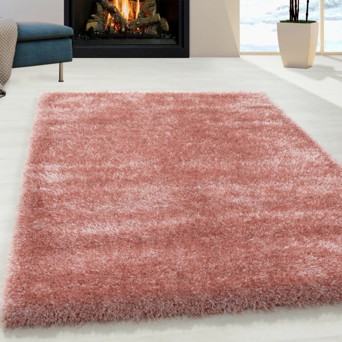 Brilliant Shaggy tapis poils longs rectangle 140x200cm rose