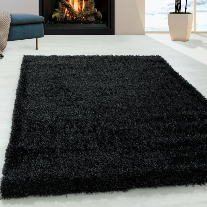 Brilliant Shaggy tapis poils longs rectangle 240x340cm noir