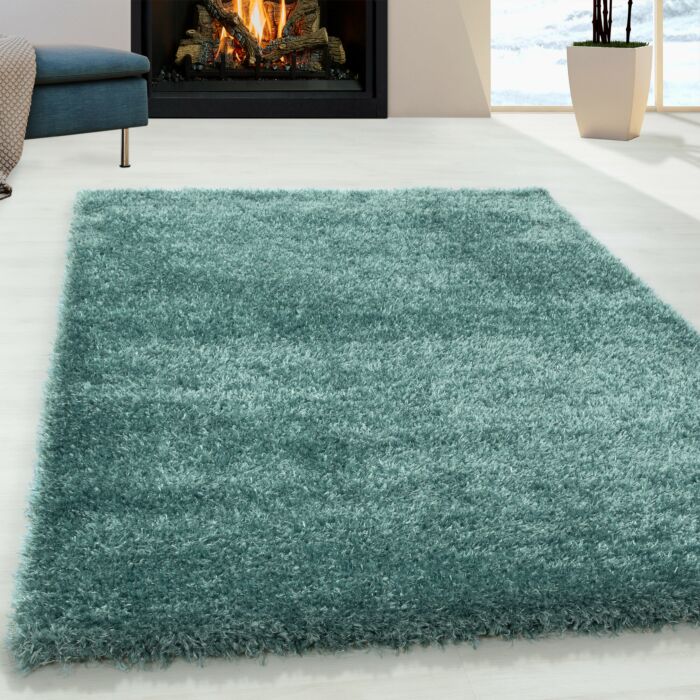 Brilliant Shaggy tapis poils longs rectangle 240x340cm bleu aqua