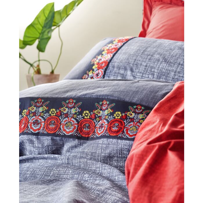 Folk Art housse de couette 200x220cm coton renforcé marine