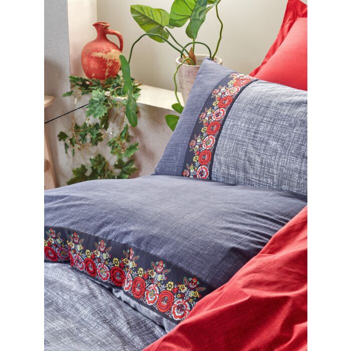 Folk Art housse de couette 200x220cm coton renforcé marine