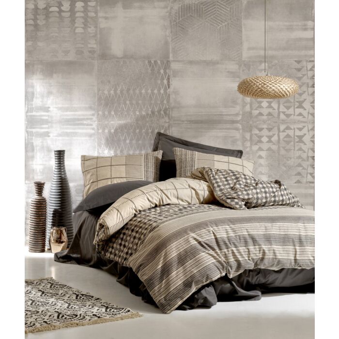 Toprak housse de couette 200x220cm coton renforcé rina anthracite