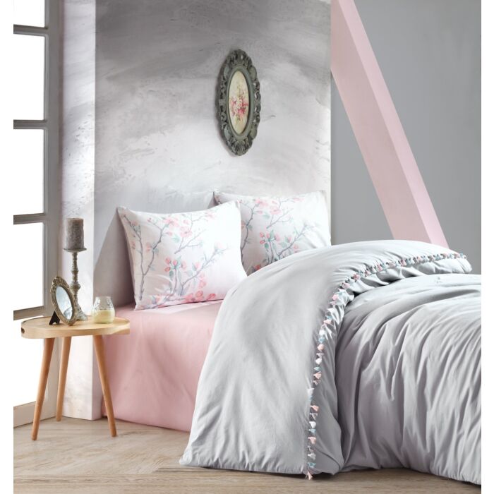 Candy housse de couette 200x220cm coton renforcé linda gris