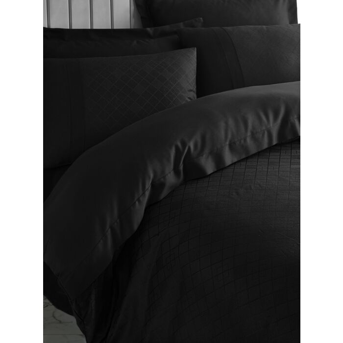 Jacquard housse de couette 200x220cm satin dama noir