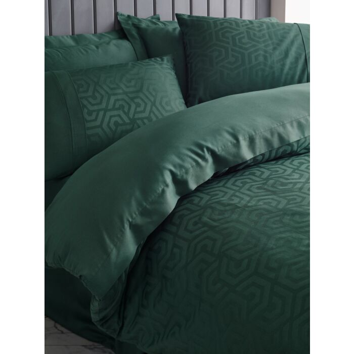 Jacquard housse de couette 200x220cm satin hexa vert
