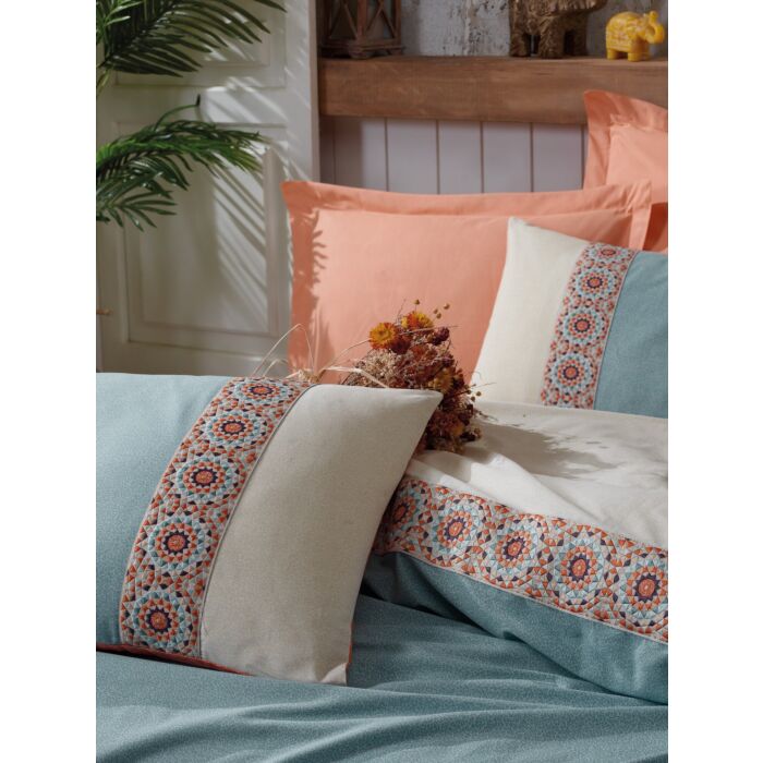 Folk Art housse de couette 200x220cm coton renforcé akila cannelle