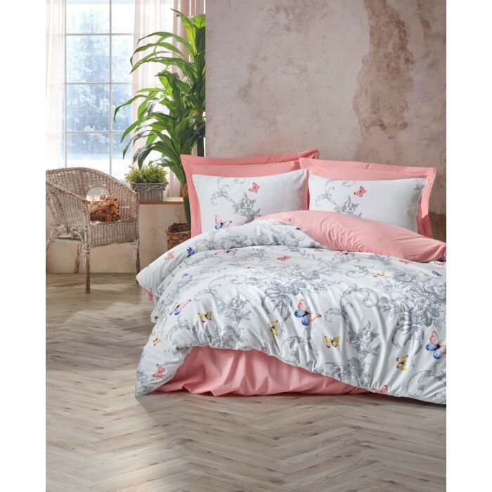 Mode Line housse de couette 200x220cm coton renforcé cathi saumon