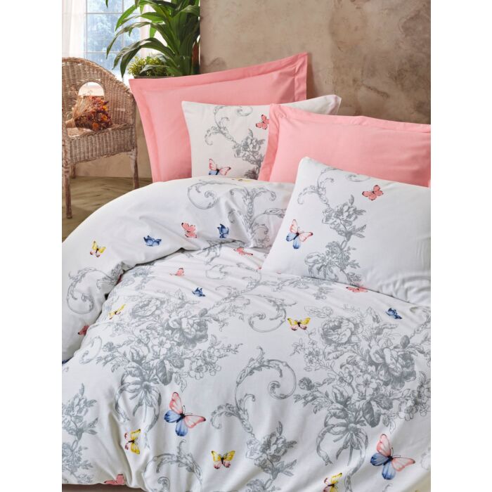 Mode Line housse de couette 200x220cm coton renforcé cathi saumon