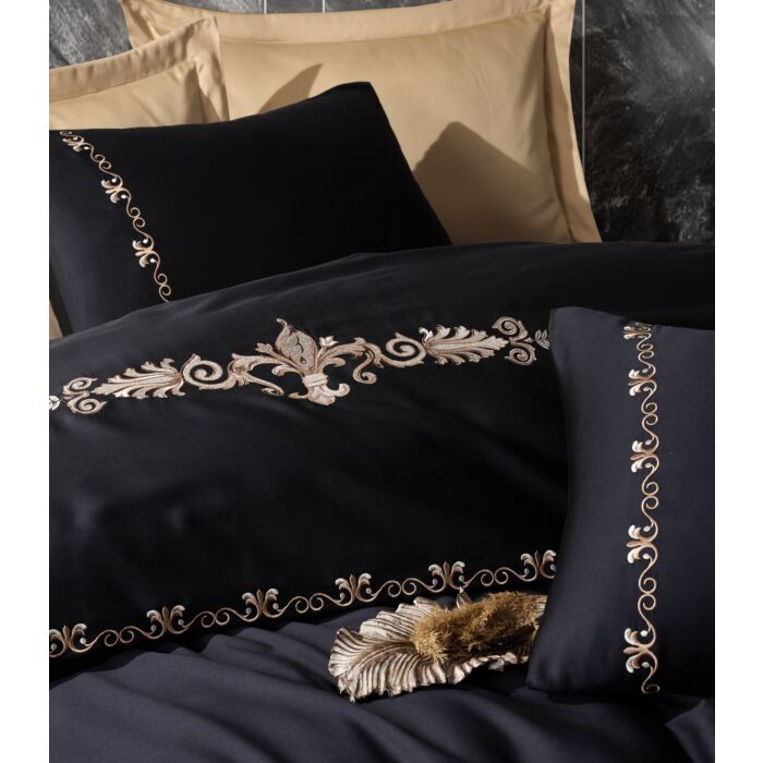 Brode Saten housse de couette 200x220cm brodé satin gloria or