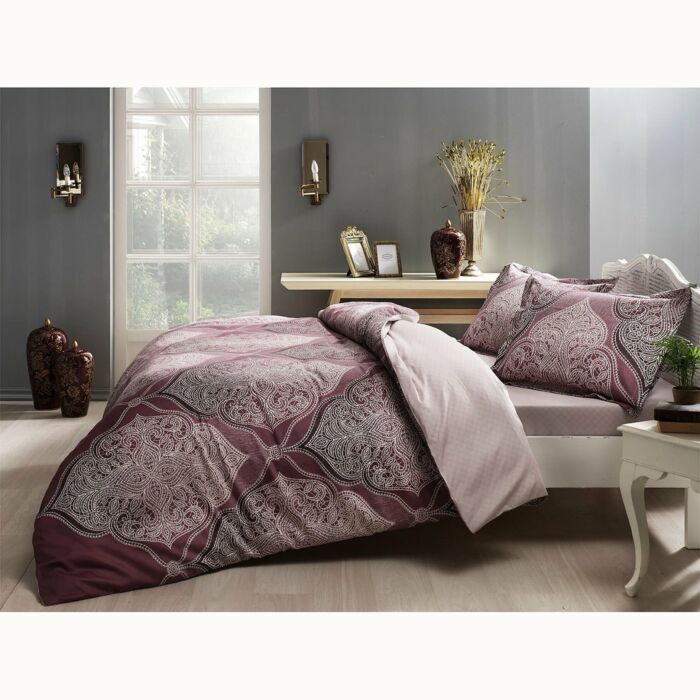Yasmin saten housse de couette 200x220cm prune