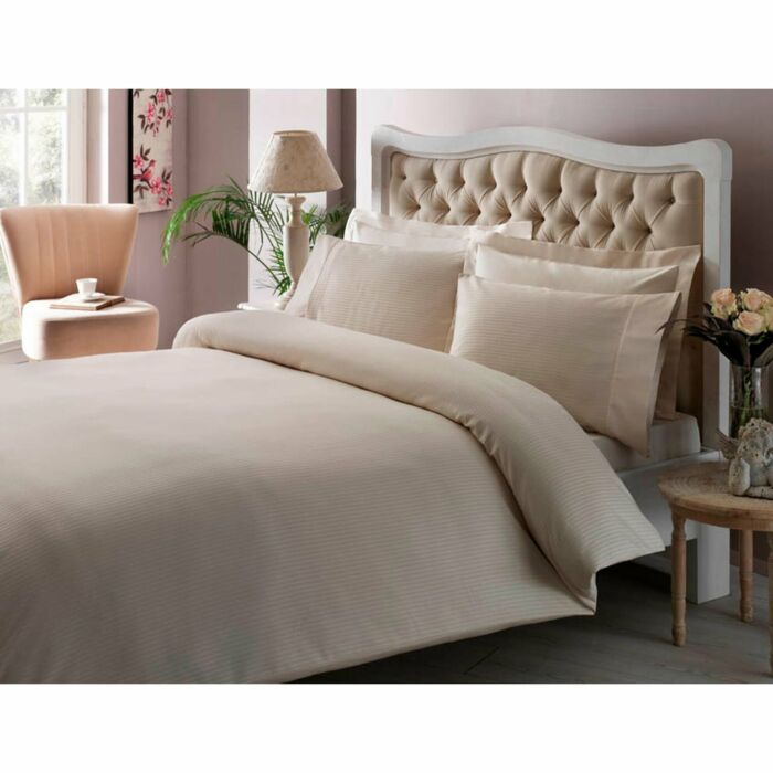 Stripe saten housse de couette 200x220cm crème