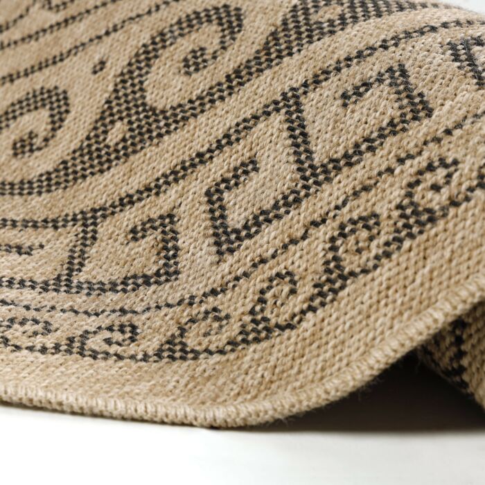 Comilla Rishi tapis extérieur/intérieur rond Ø 80cm jute noir