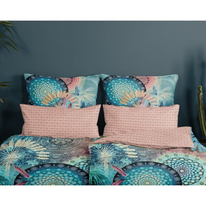 2-personnes housse de couette 200x200cm satin de coton nr:7178 multicolore