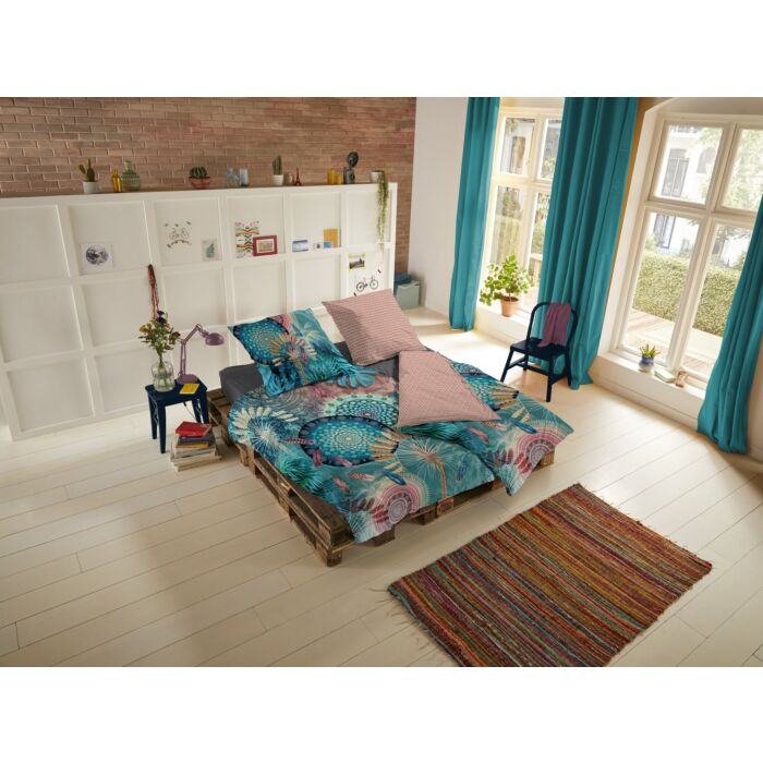 2-personnes housse de couette 200x200cm satin de coton nr:7178 multicolore