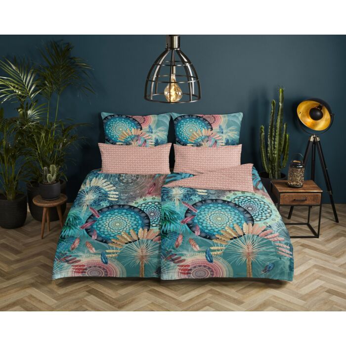 2-personnes housse de couette 200x200cm satin de coton nr:7178 multicolore