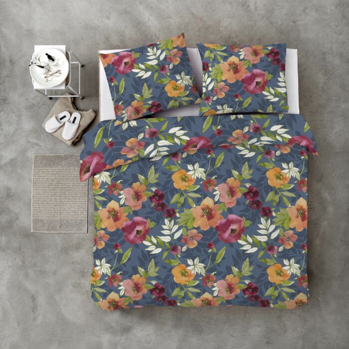 Flowering Peonies dekbedovertrek 200x220cm blauw