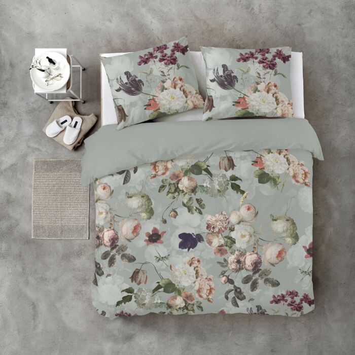 Flowers United dekbedovertrek 140x220cm mint