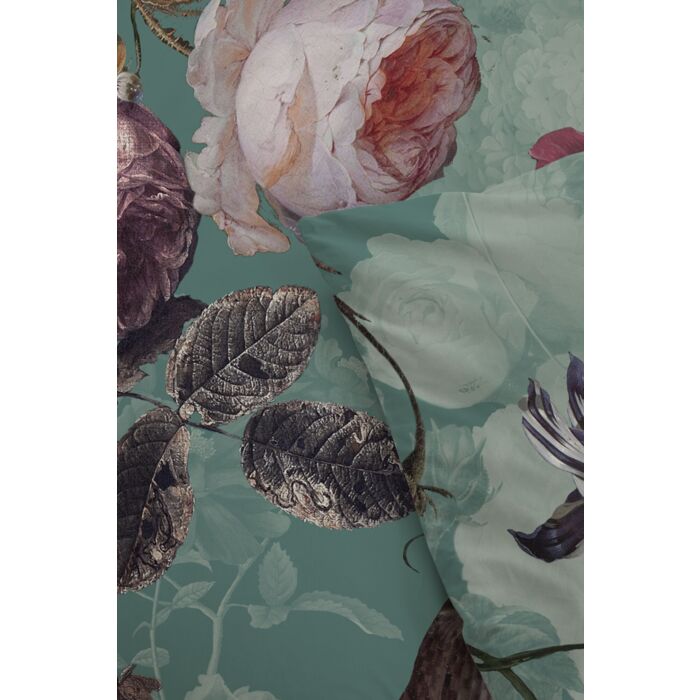Flowers United dekbedovertrek 135x200cm turquoise