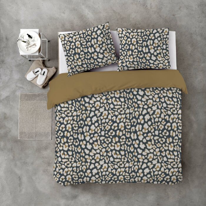 Lazy Leopard dekbedovertrek 200x220cm okergeel