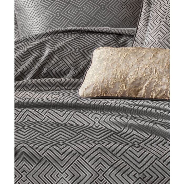 Smart set de couvre-lit 260x250cm polyester avec coussin décoratif et 2 housses de coussin décoratif esta anthracite