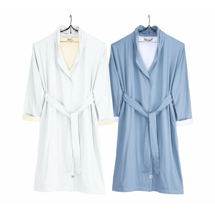 Soft Jersey Robe badjas L/XL blauw/wit