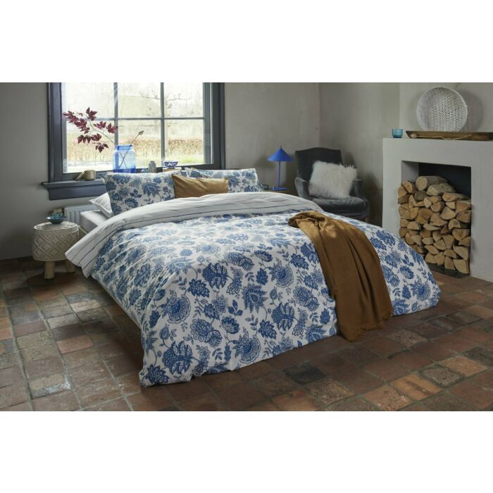 Blue Memories dekbedovertrek 200x200cm blauw/wit